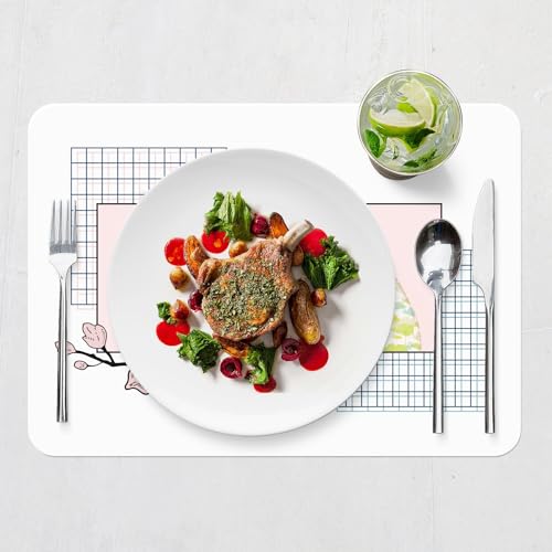 Sets de table blancs lavables grand format avec dessous en liège souple