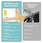 OKPOW Shelf Dividers for Closet Organization: 12 Pack Durable Clear Acrylic Divider Organizer for Shelves - Vertical Adjustable Shelving Separators for Clothing Purse - Image 3