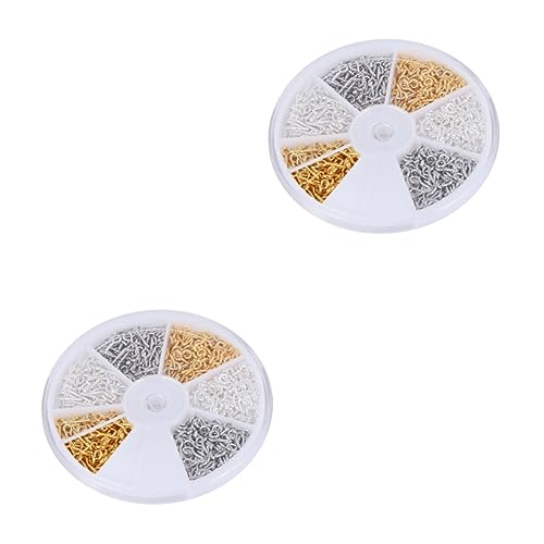 SEWACC 2 Packs Multi-Purpose Sheep Eye Screw Set 10 Sizes Threaded Hook for DIY Jewelry Home Decor