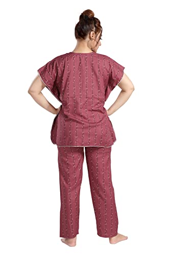 Image of Fabme Women's Cotton Printed Kaftan and Pyjama Set
