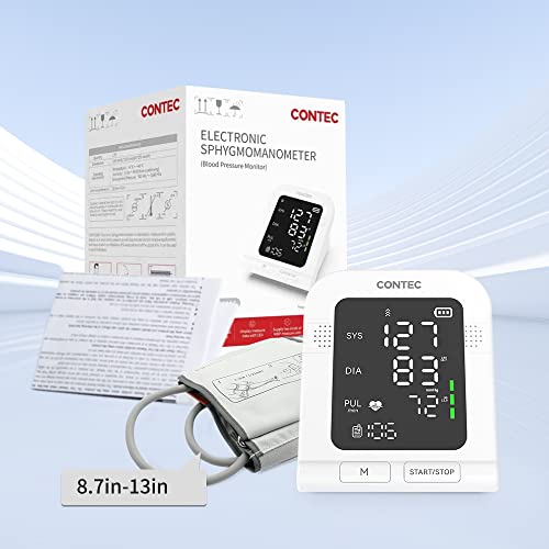 Contec08C Automatic Upper Arm Blood Pressure Monitor,Irregular Heartbeat & Hypertension Detector, Bp Monitor With Led Display, 200 Sets Memory No Battery (Adult Cuff(8.7-13In)) #TOP5