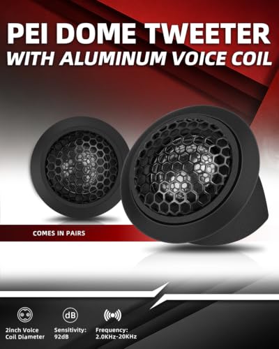 Image of 1 Inch Car Tweeters 300W Peak, Silk Dome Tweeter Speakers for Car Audio, 4 Ohm High Frequency Tweeters with Crossover, Surface /Flush Mount, Car Tweeters Pair for Clear Crisp Sound