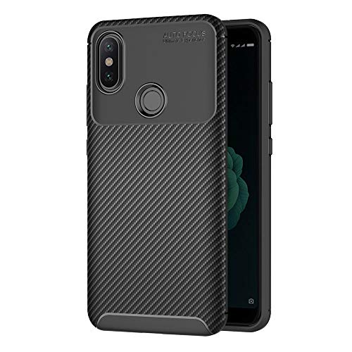 AICEK Funda Xiaomi Mi A2, Negro Silicona Fundas para Xiaomi Mi A2 Carcasa Xiaomi A2 Fibra de Carbono Funda Case (5,99 Pulgadas)