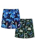 Tebbis Boys Pajama Shorts - 2 Pack Summer Lounge Bottoms with Pockets, Game Controller Kids&Teen Loungewear Size 10