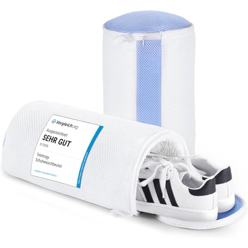 Teletrogy 2Pcs Schuhwaschbeutel Waschmaschine 3D-Net Schuhwaschbeutel Rundum-Reinigung Wiederverwendbar Wäschesack Schuhe mit Verstecktem Reißverschluss Schuhbeutel für Waschmaschine Max EU46