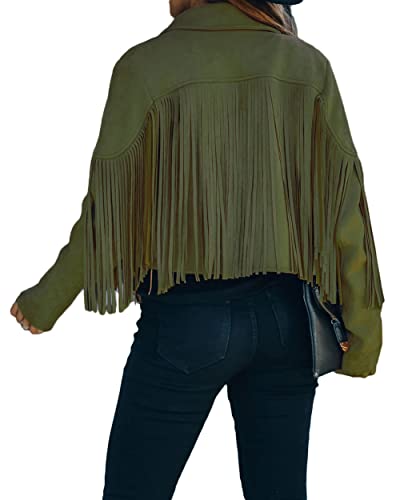 loveimgs Women Faux Suede Fringe Jacket Western Tassel Cropped Jacket Biker Motorcycle Leather Jacket2