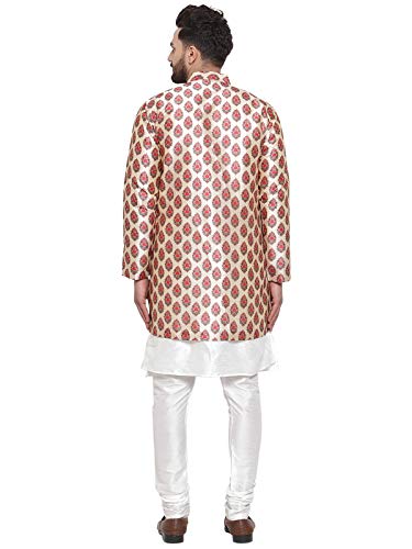 Image of ABH LIFESTYLE Men's Dupion Silk Kurta Pyjama & Ethnic Jacket Set