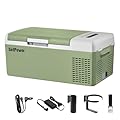 Setpower FC15 Portable 12v Refrigerator, -4?-68? Fast Cooling Car Refrigerator, 15L/15.8Qt Car Fridge Portable Freezer with 12/24V DC & 110/240V AC, Electric Cooler (Green, 15L With AC Adapter)