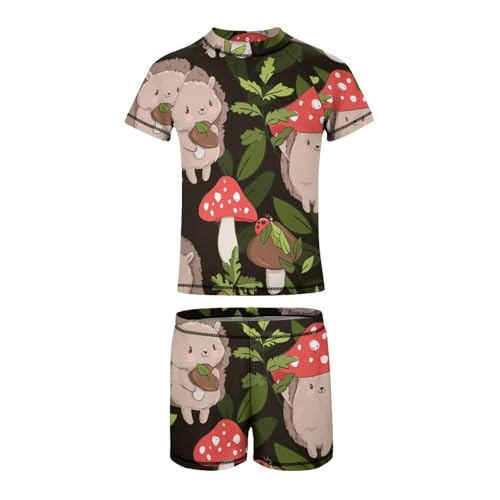 Cute Hedgehog and MushroomsChildren's Swimsuits Boys Two Piece Suit10-12Y（150cm）3