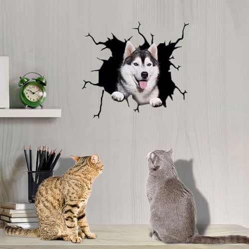 Image of Funny Husky Car Sticker, 3D Vinyl Waterproof Dog Auto Decals11.8x11.8in, for Wall Laptop Car Window Truck Bumper Refrigerator Stickers