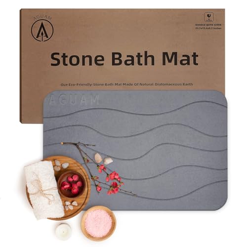 Alfombrilla de baño de piedra absorbente para salir de la ducha con pies secos 2