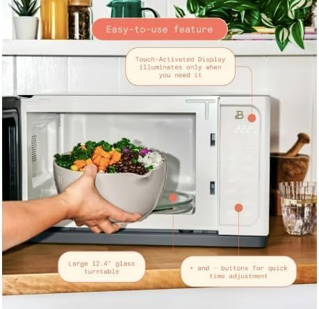 Gorgeous 1.1 Cu Ft Sensor Microwave Oven, 1000W, 15 Presets, Touch Display (Beautiful White)