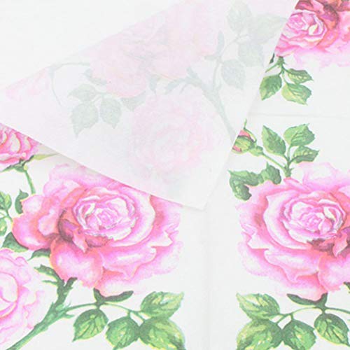 Guardanapos de papel descartáveis Amosfun 20 peças com estampa de flor de rosa guardanapos decorativ