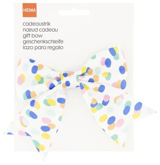 Hema Confetti Print Self-Adhesive Fabric Gift Bow, White