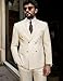 Wangyue Mens Cream Double Breasted Suit 2 Piece Slim fit Suits for Men Peak Lapel Wedding Business Outfit Size M