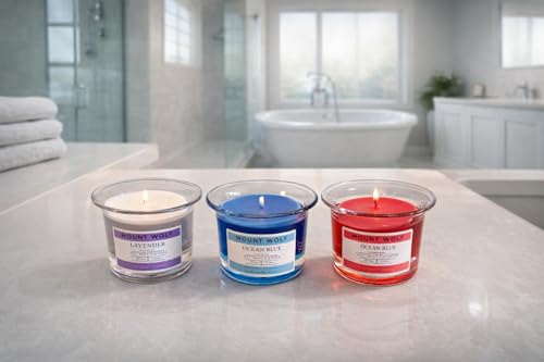 Image of Scented Gel Wax Candle Set of 3 - Lavender, Ocean Blue & Cherry Fragrance | Long Lasting Aromatic Candles for Home Decor, Relaxation & Gifting