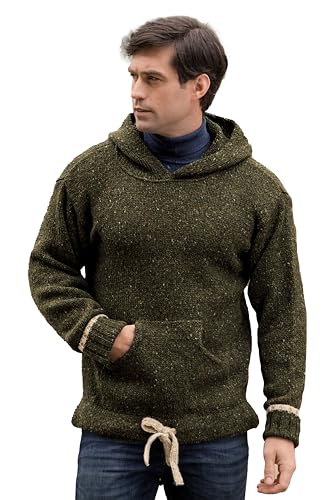 Aran Crafts Irish Mens Kangaroo Pocket Sweater,...