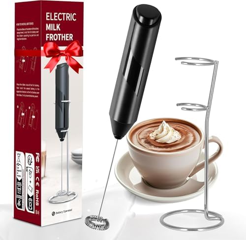 YSSOA Electric Milk Frother Handheld with Stainless Steel Stand B...