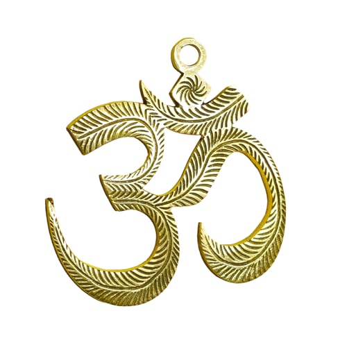 Image of Ekhasa Brass Om Wall Hanging Yantra | Om for Door Entrance for Vastu | Swastik Ohm Front Door Decoration Items | Goodluck, Positive Energy, Religious Symbols, Pooja Temple Decor, House Warming Gift