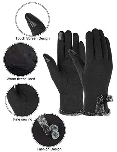 Dimore Winter Gloves For Women With Pom Pom Fashionable Warm And Cute (A-1Pair-Black)… #TOP3