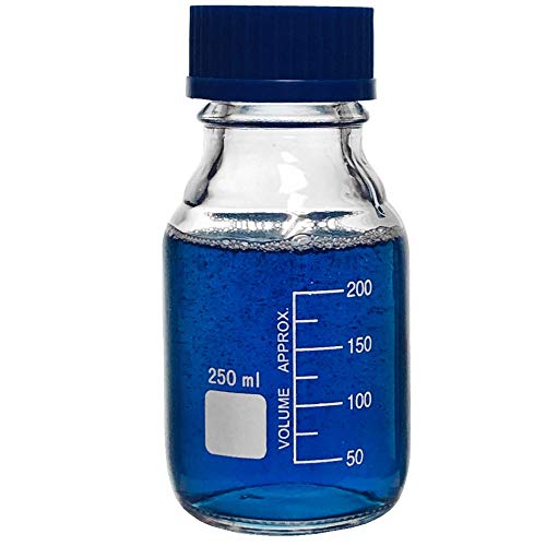 Karter Scientific 250ml Glass Round Media Storage Bottles with GL45 Screw Cap, Borosilicate Glass, 251L6 (Case of 24)