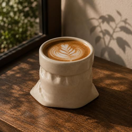 Image of Set of 2 Handmade Ceramic Coffee Mugs - Heart Print & White Pottery Style Aesthetic Tea Cups for Coffee Milk Espresso, Designer Mug Combo for Women Girls Home Cafe Use