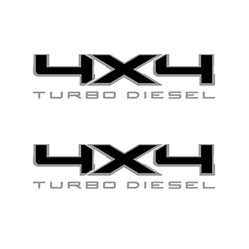 4X4 Turbo Diesel Bedside Vinyl Decal for Ford Trucks Gloss Black with Silver