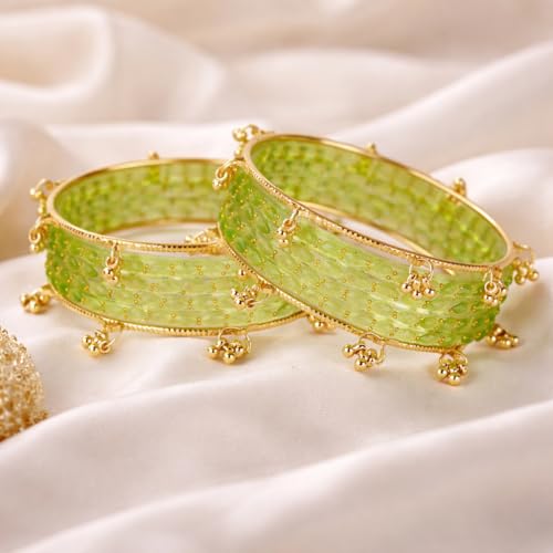 Image of Shining Diva Fashion 16 Pcs Trendy Stylish Glass & Kashmiri Ghungroo Bangles Set for Women & Girls | Traditional Festive Wedding Party Jewellery