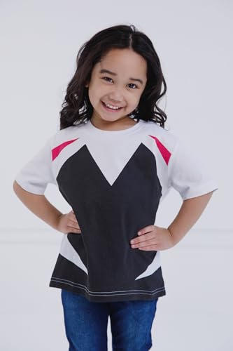 Marvel Spider-Verse Little Girls' Costume Short Sleeve Graphic Tee White Ghost 7-8 - image 3