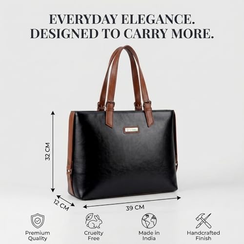 Image of VISMIINTREND Stylish Leather Office Laptop Tote Bag for Women| Shoulder Work Hand Bags for Women | College Bag for Girls | Fits 13 inch,14 inch, 15.6 inch Macbook Laptops