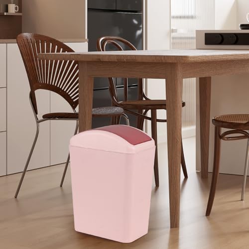 Caneca de basura plástica 4 galones con tapa rosa miniatura 5