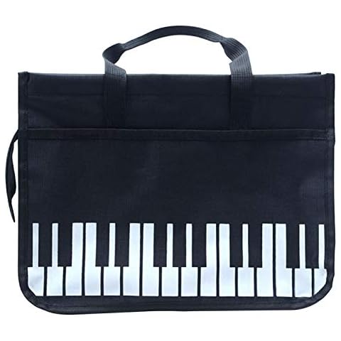 AUTUUCKEE Oxford Cloth Waterproof Shoulder Bag Music Large Capacity Books Piano Keys(black+white) Cover