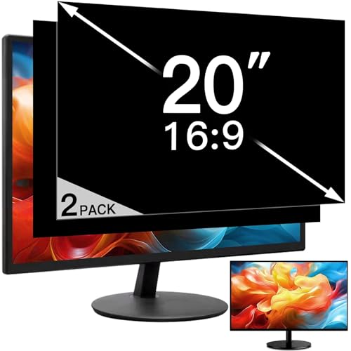 Image of 2 Pack 20 Inch 16:9 Privacy Screen for Computer Monitor, Eye Protection Anti Glare Computer Screen Cover, Removable Anti-Scratch Computer Screen Privacy Shield for 20'' Monitors