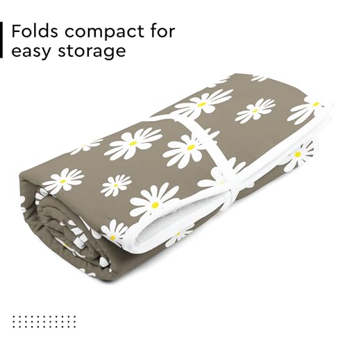 Image of Encasa XO Homes Ironing Mat (Large 120 X 70 Cm) With 3Mm Felt Padding,Silicone Iron Rest Protector,Steam Press On Table,Bed,Portable,Heat Reflective,Foldable,Washable,Printed - Daisy Grey