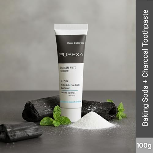 Image of Charcoal White Toothpaste | 2 Bamboo Brushes | Activated Charcoal & Baking Soda | Fresh Mint | Adults & Teens