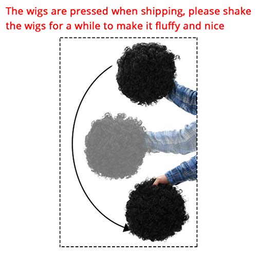Image of FREE BEAUTY Fluffy Afro Synthetic Clown Wig for Men Women Cosplay Anime Christmas Party Halloween Fancy Funny Wigs (Black)