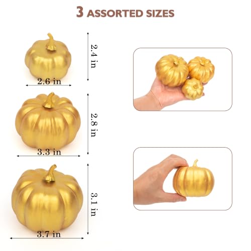 Image of Ogrmar 12 Pack Artificial Assorted Pumpkins, Mini Fake Pumpkins