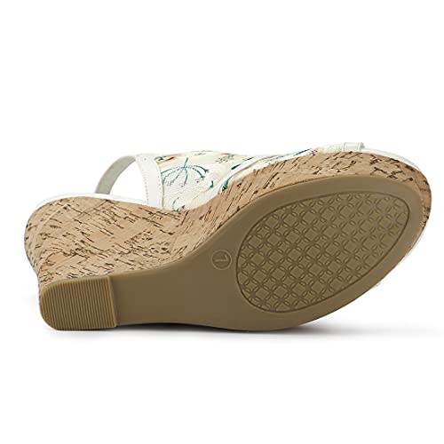 Allegra K Women's Open Toe Platform Heel Lace Wedges White Green Sandals - 7 M Us #TOP4