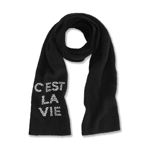 KARL LAGERFELD womens Sparkle Embroidered Letters C'est La Vie Scarf
