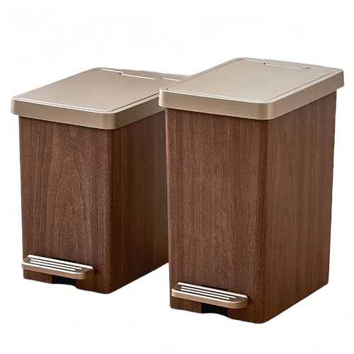 RoastMe ゴミ箱 木目調 18.5cm幅 ふた付き おしゃれ ごみ箱 木目 ダストボックス コンパクト スリム 2way 大開口 家庭用 リビングルーム キッチン トイレ 浴室 スリム収納 手動 ペダル 北欧風 軽量 持ち運び便利 シンプル モダン