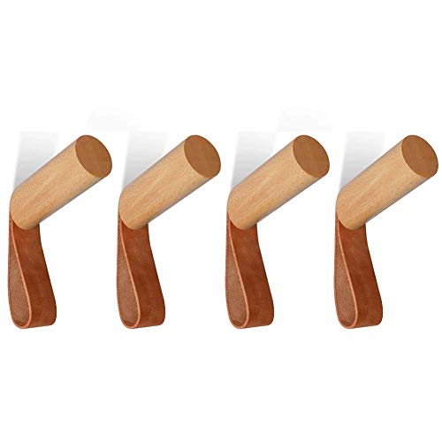 ANZOME Holz Kleiderhaken Haken, 4 Stück Holz Wandhaken Mantelhaken für...