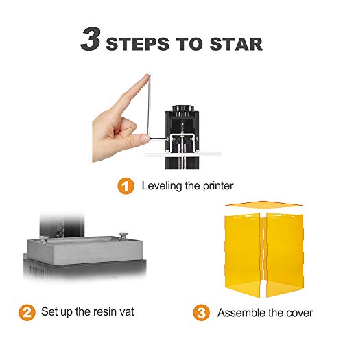 LONGER Orange 10 Resin SLA 3D Printer with Parallel LED Lighting, 3.86' x 2.17 x 5.5' Printing Size, Temperature Warning - Thumbnail 3