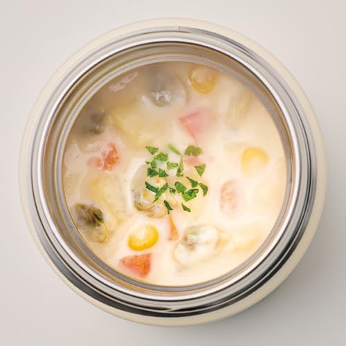 Image of Zojiru Soup Jar, 13.5 fl oz (400 ml), Large Rice Bowl Size, Delicious Hot & Cold Retention, Dishwasher Safe, Easy to Clean, Seamless Lunch, Wide Mouth, Ecru Beige SW-LA40-CM