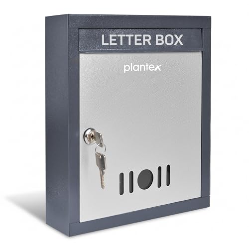 Image of Plantex Wall Mount Letter Box - Suggestion Box /Mail Box /Post Box for Home gate with Secure Key Lock - (Dark Grey) A4 Size