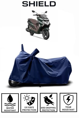 Image of Shield Heavy Duty Scooty Cover for Suzuki Burgman Street 125 | All-Season, Tear-Proof Fabric | with Side Mirror Pocket & Buckle Belt | Suzuki Burgman Street 125 Scooty Cover (Blue)