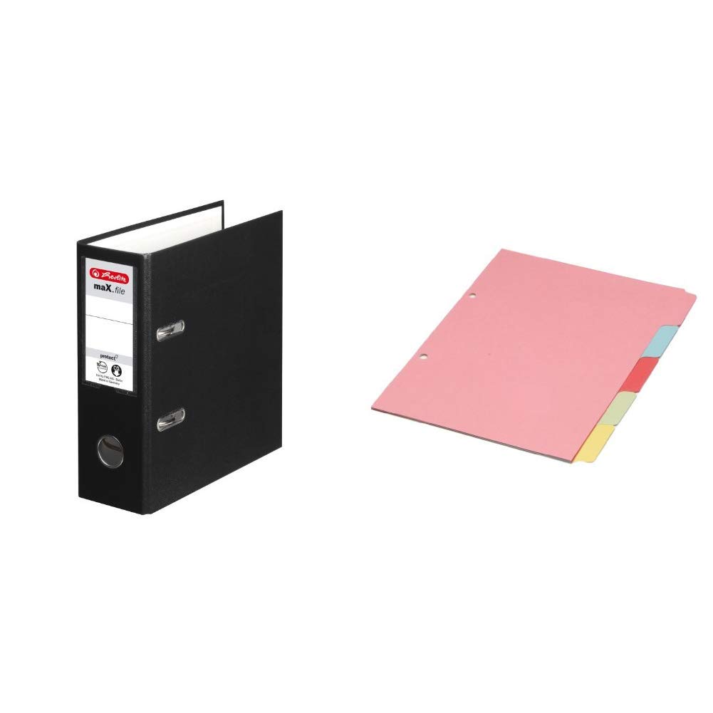 herlitzmax.file Protect A5 Upright Lever Arch File - Black &Concord A5 5 Part Subject Divider