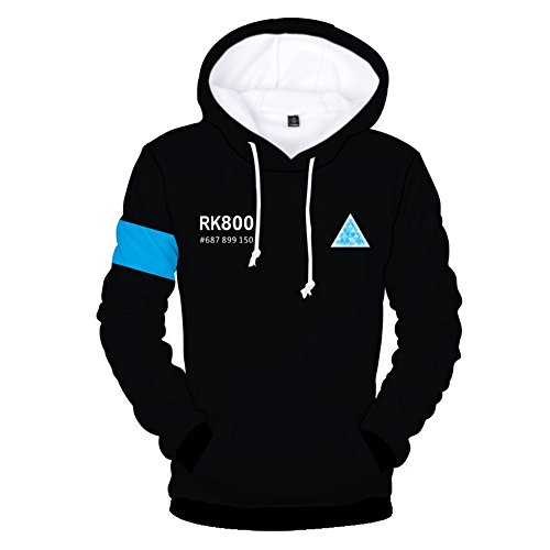 COSFLY Become Human 3D Print Hoodie Sweater Varsity Baseball Jacket Sweatshirt Cosplay Costume (Small, Black)