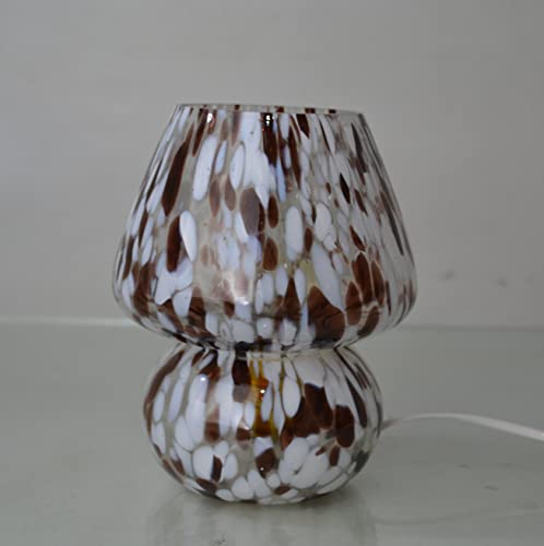 DECENT GLASS Mushroom Lamp in Black & White Murano Glass • Bedside lamp • Table Lamp • Made in India• Home Decor (Medium)