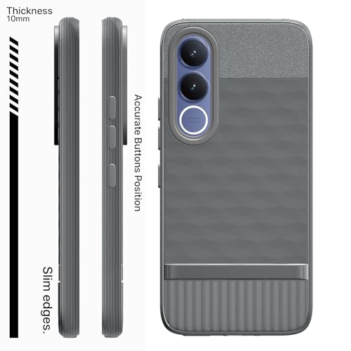 Image of Pikkme Back Cover for Vivo V70 FE 5G Camera Protection 3D Hexa Cube Design Silicone Protective Bumper Case (Grey)