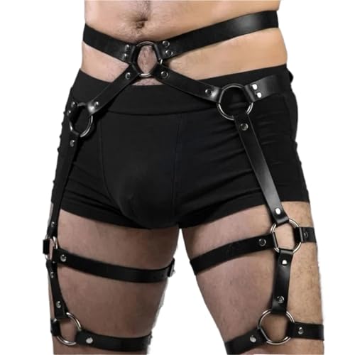 Sexy Men's Body Leg Harness Belts Pu Leather Adjustable Punk Style Belt For Cosplay Male Bondage Gay Party Fetish Costume